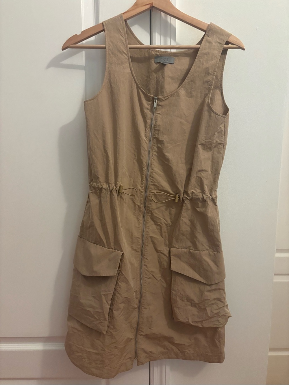COS Neutral Tan Sleeveless Zip Dress